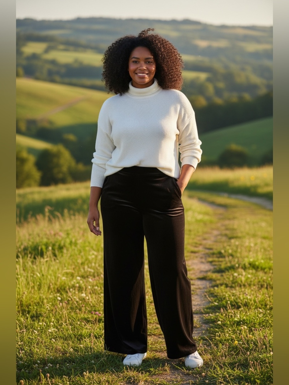 PENN Black Wide-Leg Velvet Pants - Classic Comfort-Size 3X